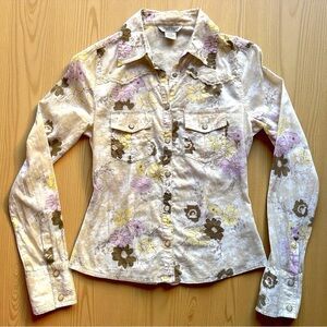 GUESS JEANS Floral Western Snap Button Shirt – Size XS (Fits Juniors XS)